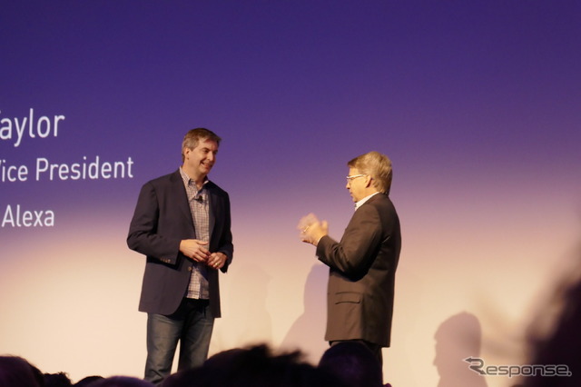 左:Amazon Alexa シニア・バイス・プレジデント Tom Taylor氏、右:パナソニック・ノースアメリカCEO、Tom Gebhardt氏(CES 2018)