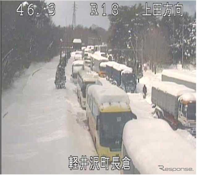 2014年2月13日から15日にかけて大雪が発生し約1600台が立ち往生(国道18号軽井沢バイパス)