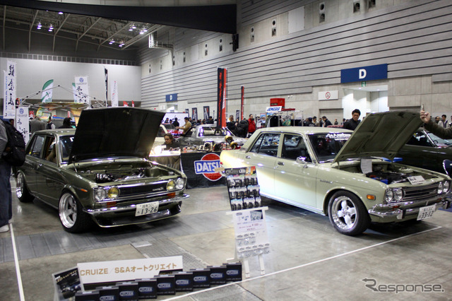 2台の510ブルを展示したS&Aクリエイト。しかし日産車系だけが強い訳ではないらしい。