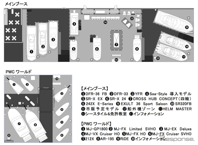 ジャパンインターナショナルボートショー2018 ヤマハブース展示図
