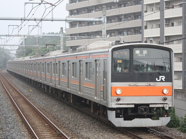 武蔵野線新八柱~東松戸間を走る205系0・5000番台(M9編成)。