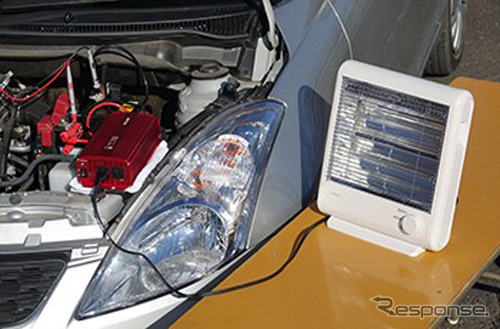 一般的の車で、インバーターの定格出力内で家電製品を使用(イメージ)