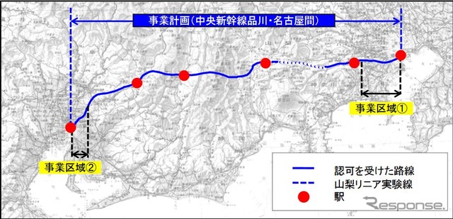 大深度地下を利用する区間の広域図。