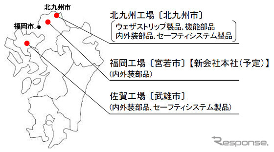 豊田合成が九州に保有する3工場