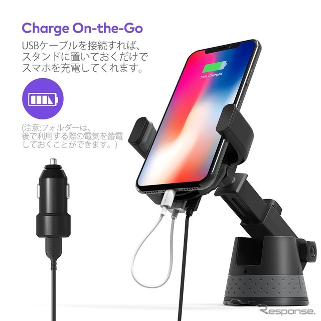 電動開閉するスマートフォン車載ホルダー VA-SH008