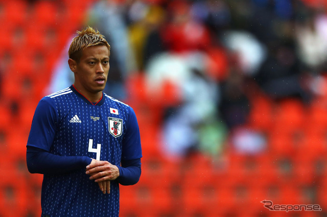 日本代表の本田選手（3月の対ウクライナ親善試合）　(c) Getty Images