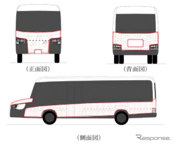 デザインを施す範囲。実際にはこの範囲にラッピングされる。