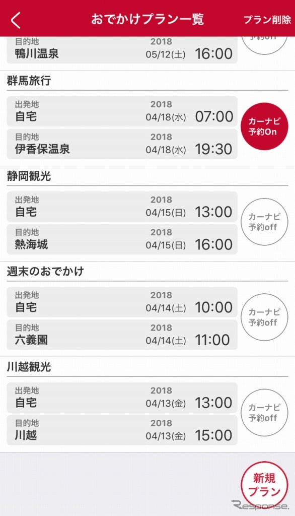 カーナビ転送予約（アプリ）