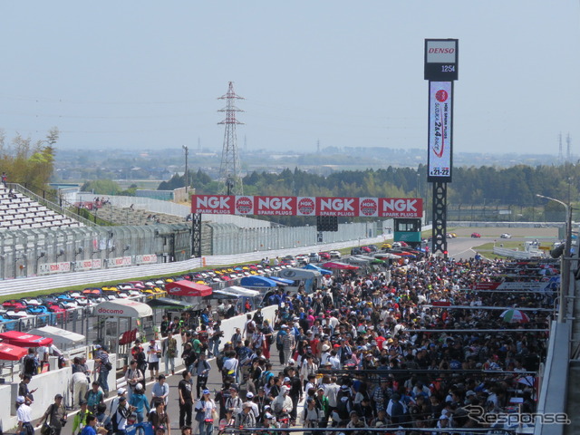 賑わうピットウォーク。今回は全日本F3、2輪のJSB1000などとの併催となっている。