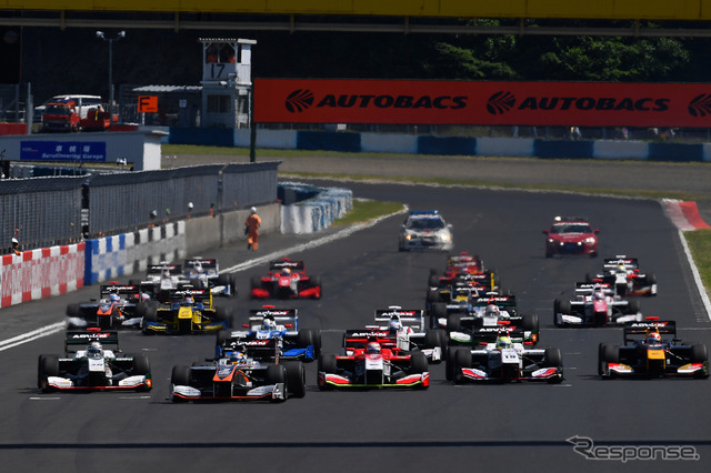 2017年スーパーフォーミュラ岡山戦の模様（当時は2レース制）。