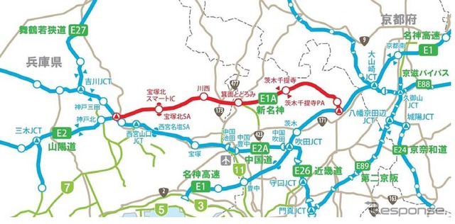 新名神で開通した高槻JCT～神戸CT