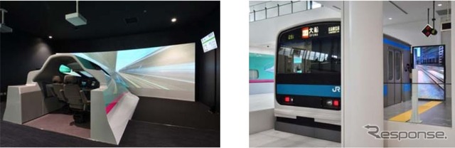 「仕事ステーション」に設置される「E5シミュレータ」(左)と「車掌シミュレータ」(右)。