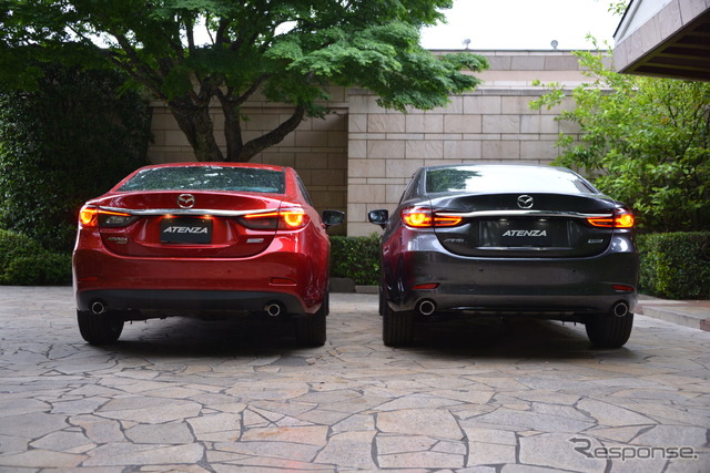 マツダ アテンザ 先代(左)と改良新型(右)