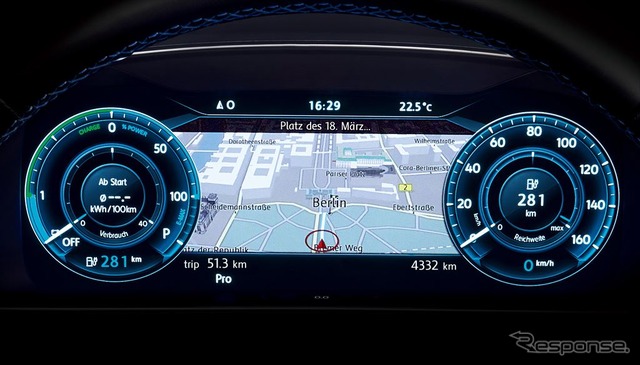 VW e-ゴルフ プレミアム デジタルメータークラスター“Active Info Display