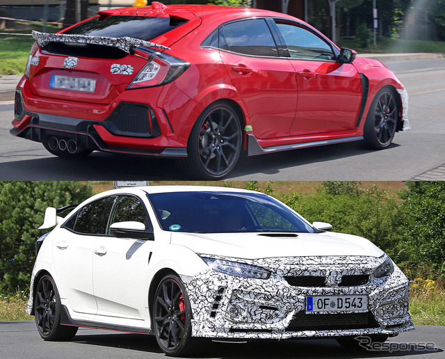ホンダ シビックタイプR 謎のプロトタイプをスクープ!廉価モデル(写真上)&高性能モデル(写真下)登場か
