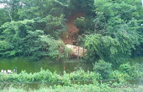 落成被害があった予讃線伊予出石～伊予白滝間。