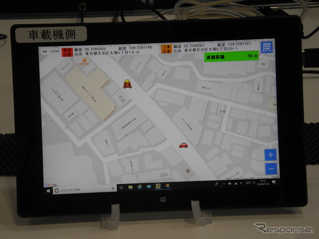ITS工事現場情報配信システム「MITS」ではカーナビで道路工事の位置と距離がわかる