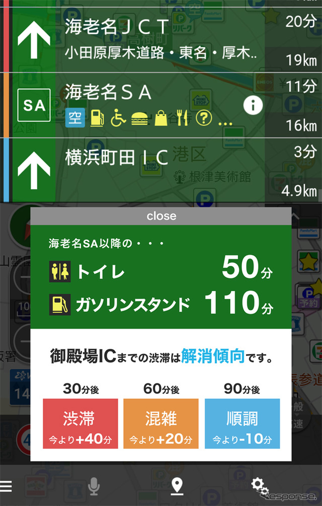 渋滞時の休憩タイミング案内機能