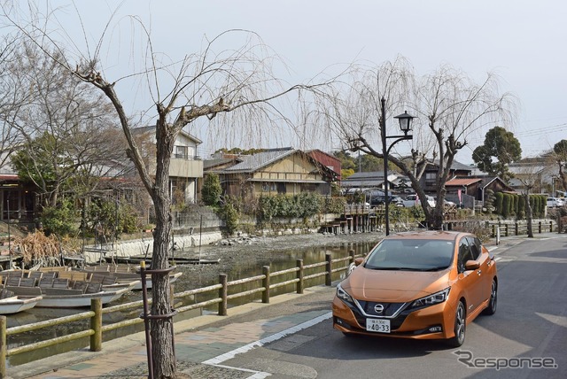 日産リーフ。福岡・柳川にて。