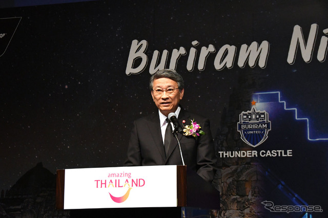 レセプションでスピーチする、バンサーン・ブンナーク駐日タイ王国特命全権大使