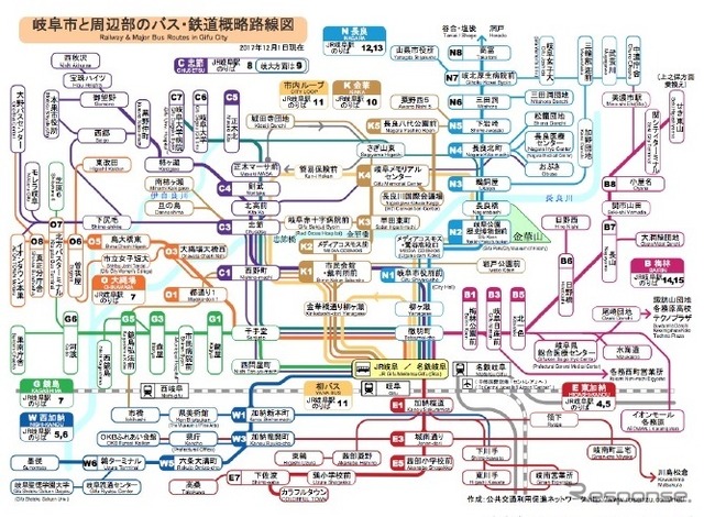 岐阜バスのナンバリング（参考画像）