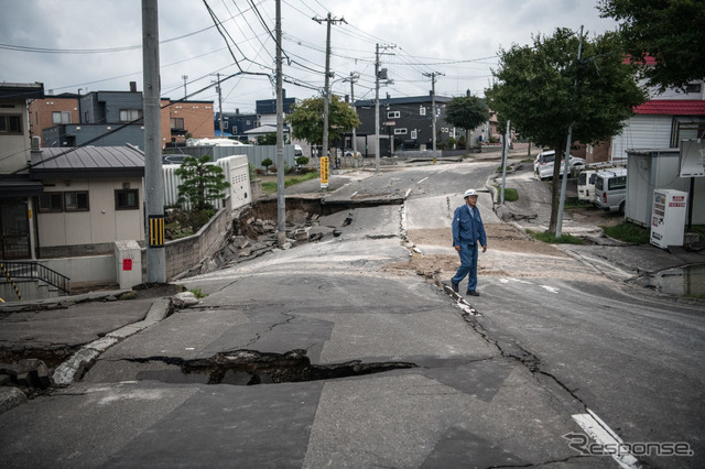 平成30年北海道胆振東部地震（9月7日、札幌市清田区）　(c) Getty Images