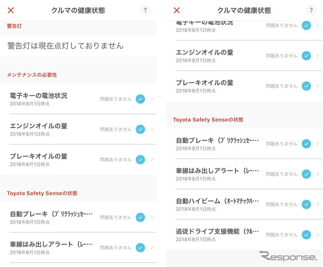 「MyTOYOTA for T-Connect」アプリでクラウンの健康状態を確認することができる