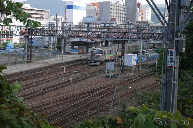 取り残された小樽駅構内の電車。