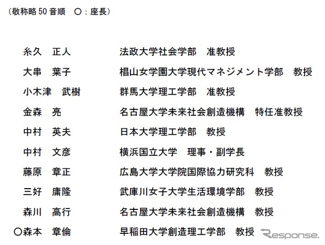 都市交通における自動運転技術の活用方策に関する検討会のメンバー