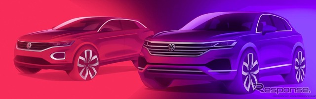 フォルクスワーゲンT-Rocとトゥアレグ新型のイメージスケッチ
