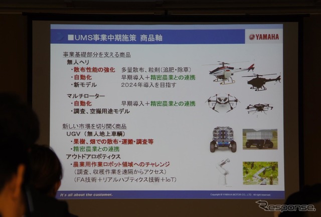 ヤマハの農業用ドローン『YMR-08』発表会