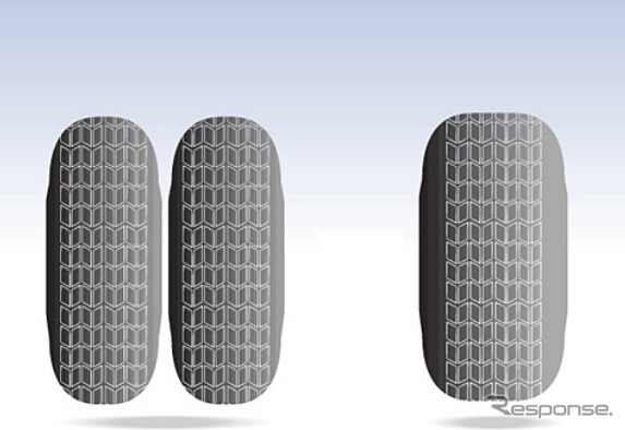 ダブルタイヤ（左）とシングルタイヤ