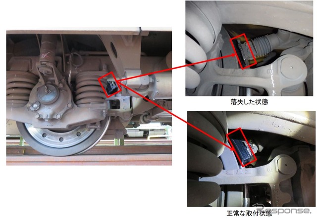落失した「研磨子」の取付け位置と状態。