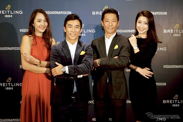 「ジャパン・レーサーズ・スクワッド」メンバーとなった室屋義秀(左から2番目)と佐藤琢磨(右から2番目)
