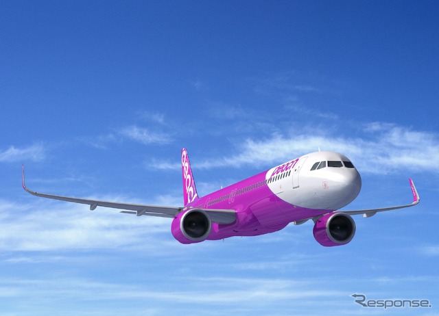 ピーチが、アジアで初めて、A321LRのカスタマーに。(完成予想写真) (c) Airbus