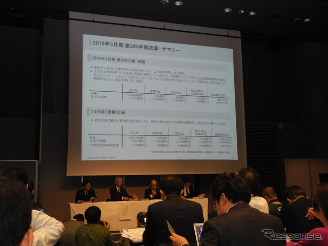 スバルの決算会見の様子