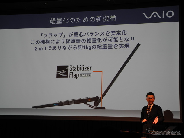 倒れにくくするためにスタビライザーフラップを採用