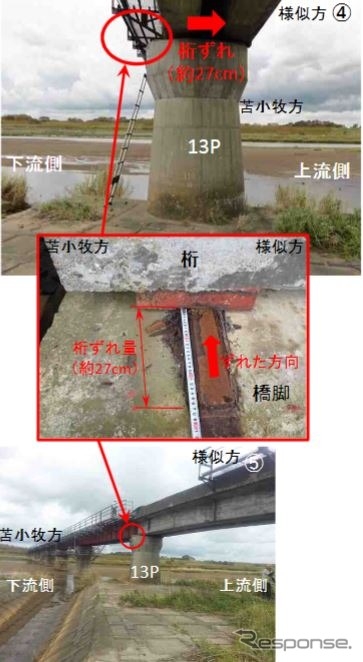 復旧に目途がついた厚真川橋りょうの被災状況。