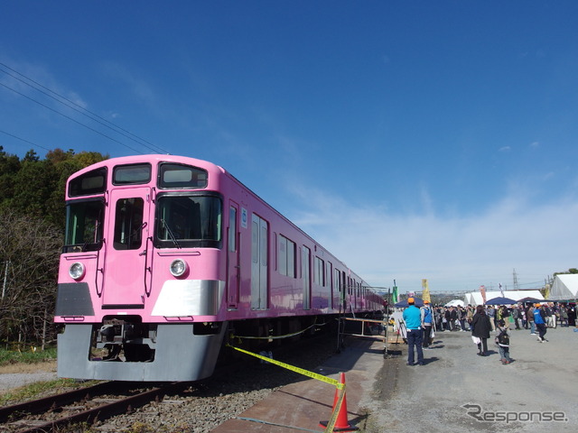 ちちぶ車両基地酒場2018 in 横瀬。ピンクの電車は引退後、解体待ちの9000系。
