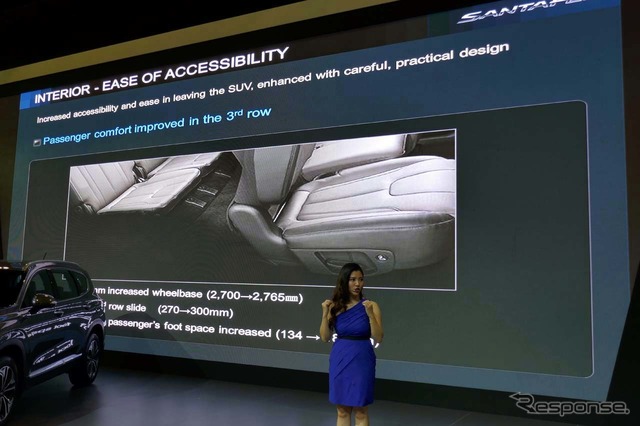 新型サンタフェ。各シートへのアクセスを向上させた。