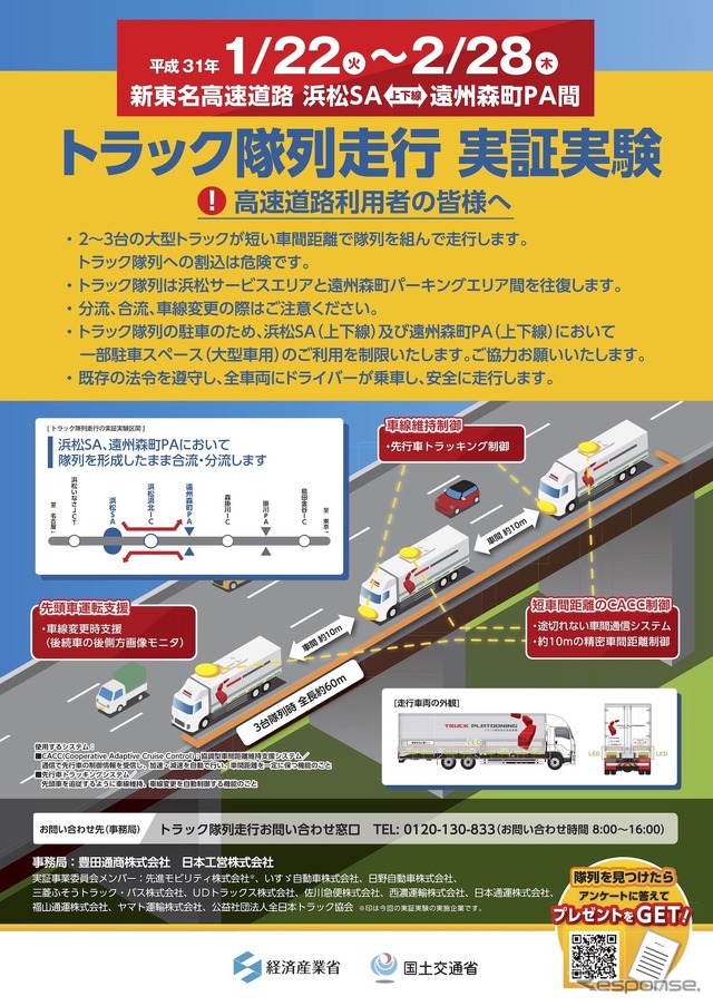 新東名高速で後続車無人システムの公道実証