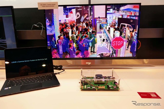 カメラと3D-LiDARを組み合わせた実例をルネサスのSoCで動作させていた