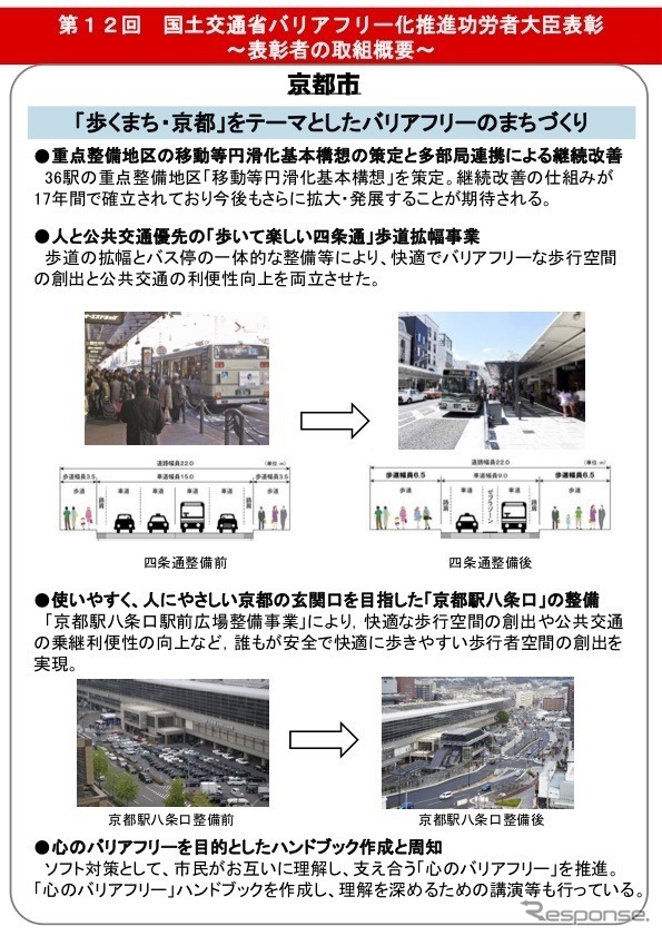 国土交通省バリアフリー化推進功労者大臣表彰を受賞した京都市の取り組み