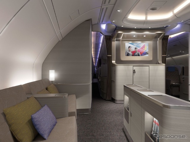 エアバスA380アシアナ航空、ビジネスクラスのバー（2014年）