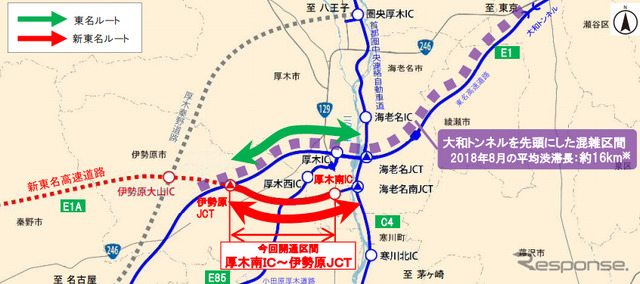 圏央道～伊勢原JCT間のダブルネットワークが形成