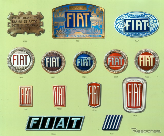 フィアット120年間のロゴ各種