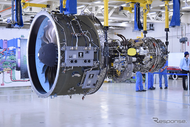 MRJに搭載される新型エンジン「Pratt & Whitney GTF PW1200G」の国産初号機