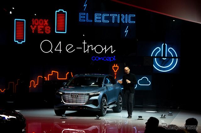 アウディQ4 e-tronコンセプト(ジュネーブモーターショー2019) (c) Getty Images