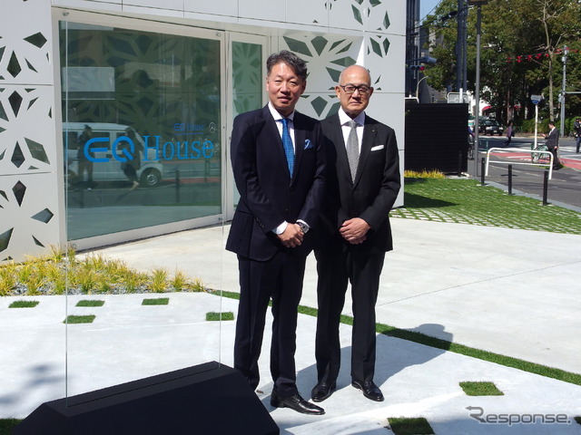 メルセデス・ベンツ日本の上野金太郎社長(向かって左)と竹中工務店の大神正篤副社長