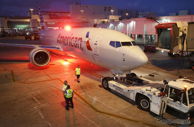 米国内で飛行停止になった737MAX（3月13日、マイアミ国際空港）　(c) Getty Images